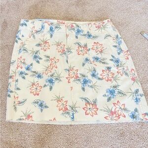 Seven7 NWT Sz 12 Ivory  Floral Utility Skirt Cotton Short Mini Garden Costal